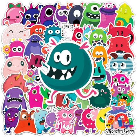3D Aufkleber Set für Kinder ,Cute Cartoon Kleine Monster Sticker, 50Stück Wasserdichte Vinyl Sticker für, Auto Laptop Telefon Gitarre Skateboard Motorrad Fahrrad Cartoon Stickers Set.