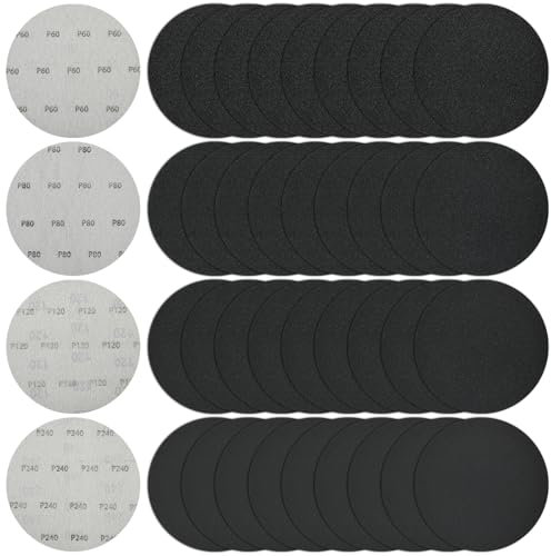 150mm Schleifpapier für Polieren Körnung 60/80/120/240, 40 Stück Schleifscheiben 150mm Schleifblätter für Metall, Beton & Hartholz(Nass/Trocken)