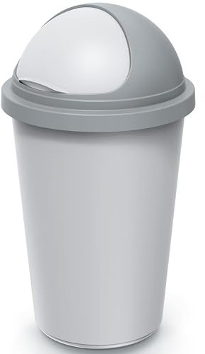 Monzana® Mülleimer Küche 50L mit Schiebedeckel 100% Recycelter Kunststoff Abfalleimer Büro Papierkorb Biomüll Gelber Sack Silber Grau