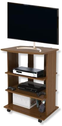 MOHOME Mobile Tv Legno MDF 3 Ripiani Mobiletto Noce Antico Carrello Porta Tutto Pavimento Televisore Console Videogiochi DVD Ruote Trasportabili Robusto Moderno