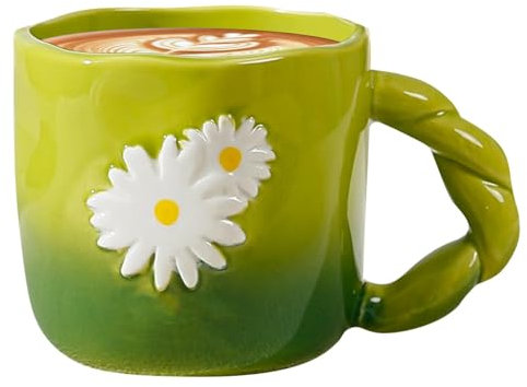 Taza De Café De Cerámica - Taza Grande Con Margarita, Tazas De Cerámica Con Margarita | Tazas De Café De Cerámica De Encanto Artístico De 400 Ml Con Tapas, Tazas De Té Creative Del Diseño El