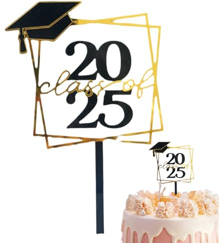 Förderung der Klasse von fünfundzwanzig Cupcake-Dekorationen – Cupcake-Picks aus Acryl für den Abschluss, Foto-Zubehör und APpetitor-Halter für die Collage M