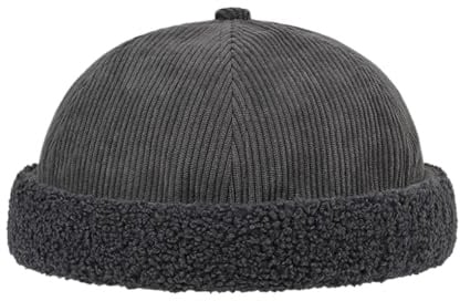 YAMEE Winter Docker Cap Herren Cord mit Plüsch-Patchwork,Beanie Damen Wintermütze Warme,Matrosenmütze Docker Mütze Herren Vintage-Stil