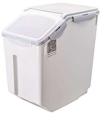 LuMOUzhou Cereal Storage Container,Rice Dispenser Sealed Rice Storage Bin With Cover White 15kg
