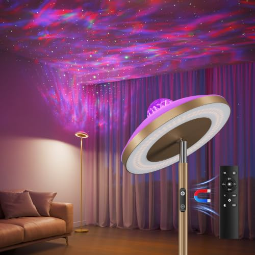 DUSKTEC 3-in-1 Floor Lamp with Galaxy Star & RGB Aurora Projector | Magnetic Remote & Touch Control, 1400lm, 3000K-6000K Tunable White, 10%-100% Dimmable for Living Room, Bedroom & Gaming Room