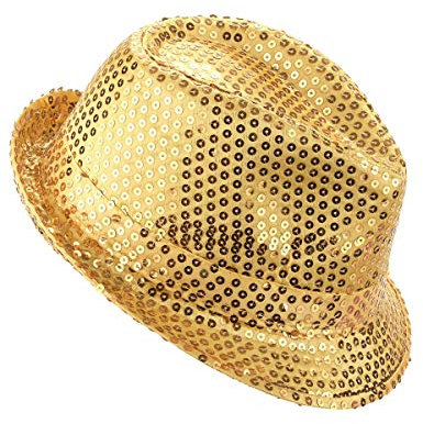 DEGUISE TOI - Chapeau borsalino à sequins doré adulte - Borsalino/Panama