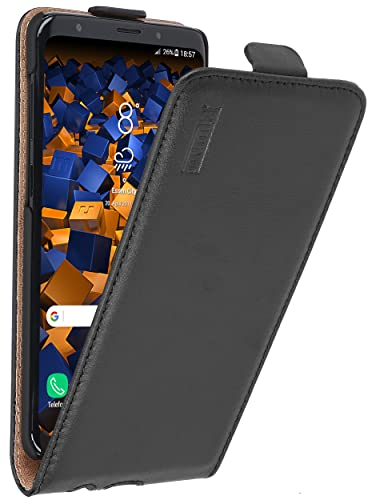 mumbi Echt Leder Flip Case kompatibel mit Samsung Galaxy S9+ Hülle Leder Tasche Case Wallet, schwarz
