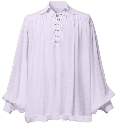 GRACEART Unisex Medieval Poet's Pirate Oversized Shirt Renaissance Festival Outfit Casual Wear Tops with Belt
