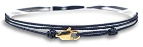 Made by Nami Dünnes Wickel-Armband Herren & Damen mit Karabiner-Haken Verschluss Handmade - Maritimer Surfer Schmuck - Minimalistisches Stoff-Armband - 100% Wasserfest & verstellbar (Blau Gold)