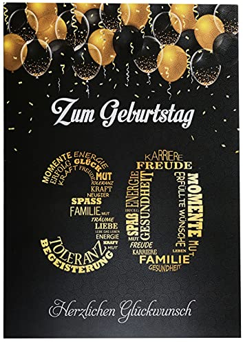 Libetui Cards Elegante Glückwunschkarte 30. Geburtstag Karte 30 Jahre Geburtstagskarte 30 Glückwünsche Schwarz Gold Karte Zahl 30 zum 30. Geburtstag