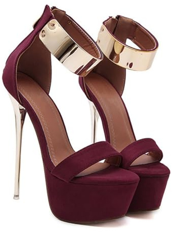 Holibanna Sandales à talons hauts pour femme - Escarpins à talons aiguilles - Bout rond - 16 cm - Chaussures à plateforme à talons hauts