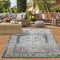 Teppich-Traum großer orientalischer Vintage WOHNZIMMERTEPPICH für In- & Outdoor TERRASSE Blumenmotiv grau blau Größe 240 x 340 cm
