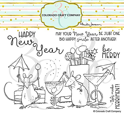 Colorado Craft Company AJ407 Clear Stamp Colorado transparenter Stempel, Party Time von Anita Jeram