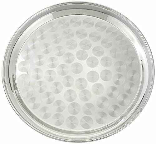 Kitchen Stars Stainless Steel Round Serving Tray ¦ Indian Thali Platter ¦ Dish Food Plate (30cm)