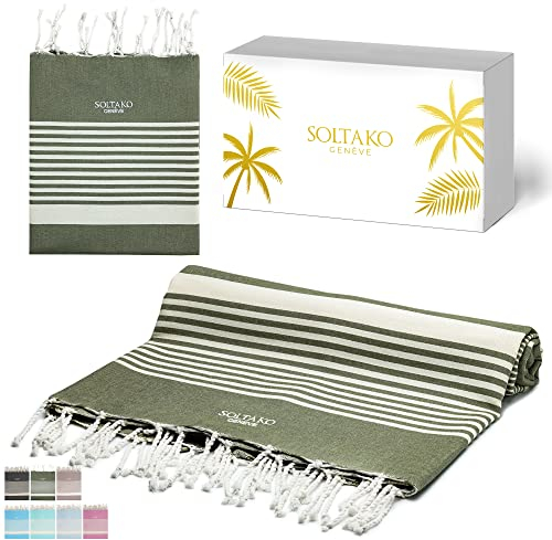 SOLTAKO Fouta Arthur Premium XXL, Khaki, 200/200cm