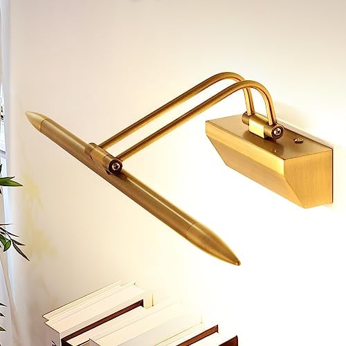 MantoLite Dimmbare Wandleuchte, IP44 Acryl Waschtisch Wandleuchten Badezimmer Spiegelleuchten, 42CM Innen Beleuchtung Bild Licht Nachttisch Leselampen Wandleuchte Leuchten (6W 4000K Matt Messing)