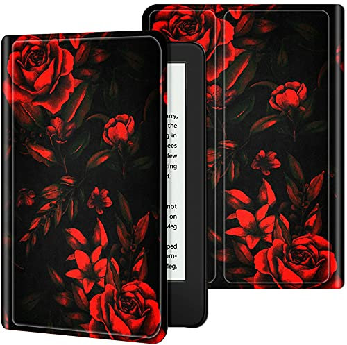 Custodia sottile per tablet Amazon Fire HD 8 e Fire HD 8 Plus (10a generazione 2020), Smart Standing Cover con Auto Sleep/Wake, Red Rose Art