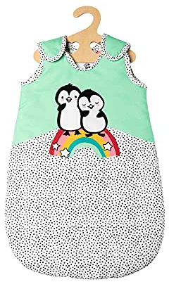 Heless 2194 - Schlafsack für Puppen im Pinguin Pünktchen Design, mit Pinguin-Aufdruck und Klettverschluss, kuschelweich, Größe 35 - 50 cm