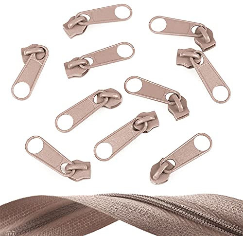 10 Reißverschluss Zipper für Endlosreißverschluss, 5mm, Farbauswahl, Farbe:cappuccino