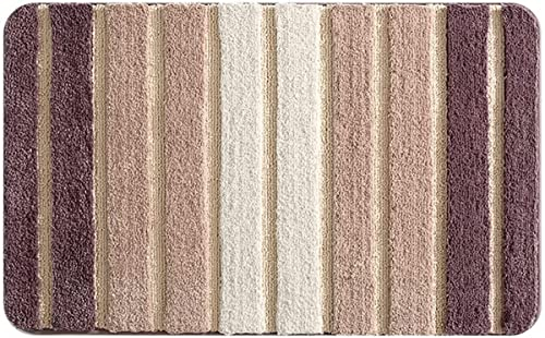 BERTY·PUYI Badematterutschfest Saugfähiger Badezimmerteppichsuperweich Wasserabsorbierend Mikrofaser Maschinenwaschbar, Für Badezimmer Küche Zuhause Schlafzimmer-Braun||50x80cm