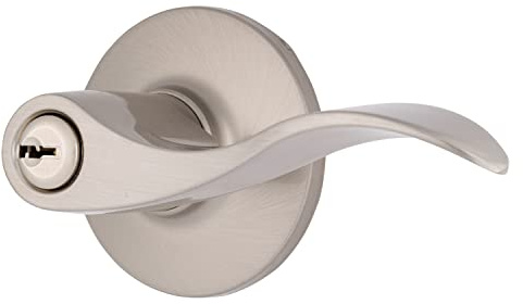 BRINKS – Transitional Keyed Entry Wave Door Lever, Satin Nickel - Designed for Traditional and Transitional Homes and Blends Seamlessly with Interior Décor