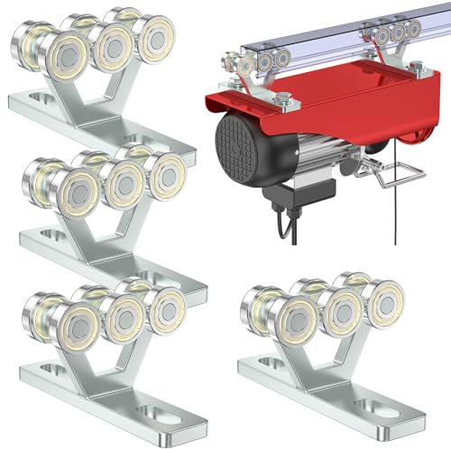 SKTREX 6-Rad-Wagenmontage Elektrischer Hebezug Einfache Installation Rollenwagen Leise für die Verwendung mit Unistrut 4,1 cm breit und allen 4,1 cm oder höheren Trägerschienen 4 STÜCK
