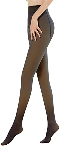 Sfit Thermostrumpfhosen für damen Fleece Strumpfhose Gefütterte Strumpfhose Winter Warm Tights Gefälschte Durchscheinend Plüschstrümpfe Pantyhose Dicke Leggings(Schwarz Durchsichtig,80g,S-M)