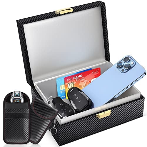 lanpard Keyless Go Schutz Autoschlüssel Box, Faraday Box & Faradayschutzhülle (2 Stk) für Sicheren Schutz, Keyless Go Schutz von Handy, Kreditkarte und Autoschlüssel