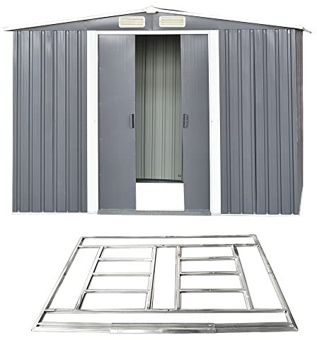 Outdoor Storage Metal Garden Apex Roof Storage Shed 6ft x 4ft/8ft x 4ft/ 8ft x 6ft/10ft x 8ft Green Or Grey Color