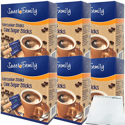 Nordzucker Sweet Family Rohrzucker Sticks brauner Rohrzucker 6er Pack (6x250g Packung) + usy Block