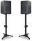 BQKOZFIN Adjustable Height Speaker Stands, Extend 50.5 to 75CM, Holds Satellite & Bookshelf Speakers, 1 Pair Black (2 Sections)