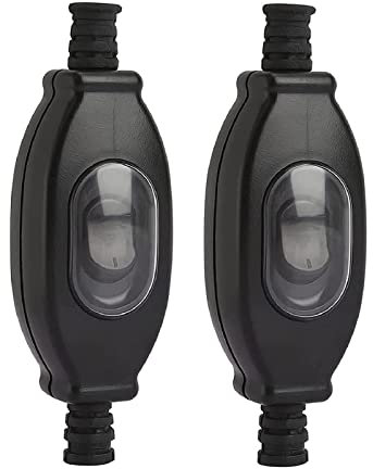 ZYWUOY IP65 wasserdichter Zwischenschalter, schwarzer Kabelschalter für Außenbereich, Schreibtisch, Schlafzimmer, 3 A/250 V, 6 mm, 2 Stück