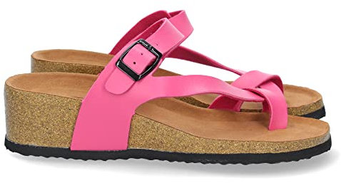 shoes&blues.es 73155-Sandalia Mujer de Esclava con Cuna Bio, planta anatomica y hebilla en el empeine. Primavera verano 2020.. Talla 37 Fucsia