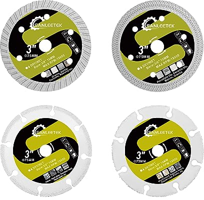Diamant Disque a Tronconner 75mm - 4Pièces Carrelage Disque/Bois Disque/Béton Disque/Metall Disque for Porcelaine Céramique Panneaux Métal Doux Plastique SANLEETEK