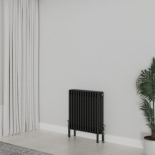 WarmeHaus Radiateur traditionnel 600x605mm noir horizontal 4 colonnes en fonte Radiateurs Chauffage central