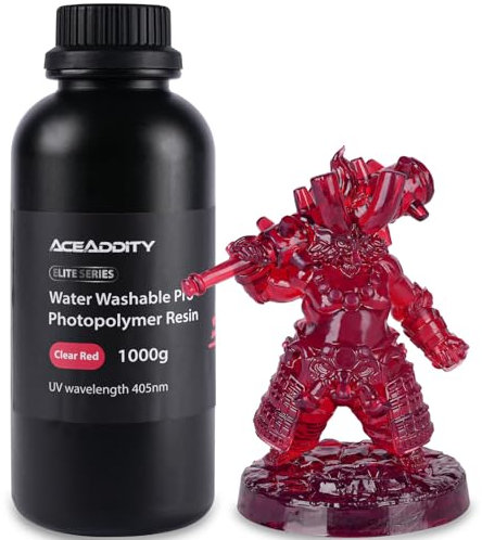 Aceaddity wasserabwaschbares Pro-Harz, 3D-Druckerharz mit geringer Schrumpfung, 405nm UV-härtendes, wasserabwaschbares Photopolymer-Druckharz, hohe Präzision und leicht zu reinigen (Klares Rot, 1 kg)