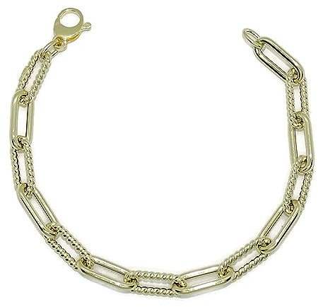 Armband aus 18-karätigem Gelbgold für Damen, doppeltes Modell, 7,00 mm breit und 19,50 cm lang, Karabinerverschluss, Gewicht: 4,80 g aus 18-karätigem Gold., 19.5 centimeters, Gold