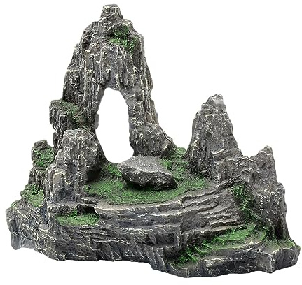 COYOUCO Aquarium Mountain View Stone Ornament Tree Rock Cave Landscape, Large Aquarium Ornament Rock Artificial Fish Tank Decoration,A