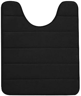 AUklOPVZZ Tapis de Bain WC - Installation Facile et Nettoyage Facile pour Salle de Bain résistant Taches Tapis de Bain antidérapant en Peluche pour Bain intérieur, Noir, 50x60cm