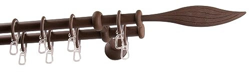 Garesa Gardinenstange Esperanca Ø 16mm, 2-läufig, Rost I Rustikale Vorhangstange inkl. Ringe + Faltenlegehaken I Mit Endknopf Modern I Wandmontage I 320cm