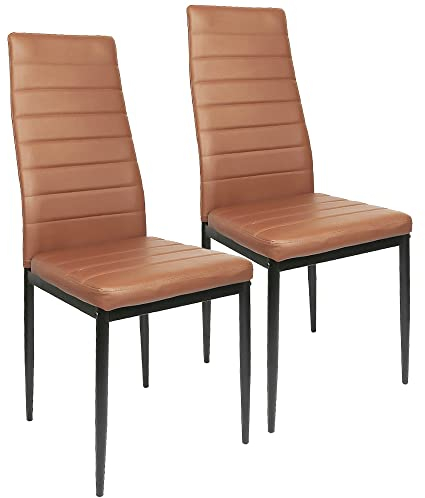 Esszimmerstühle Set, Esszimmer Dtühle Modern, Kunstleder-Bezug, Hohe Rückenlehne, Bequemer Esszimmerstuhl, Kunstleder Stuhl, SGS Geprüft (Braun F, 2)