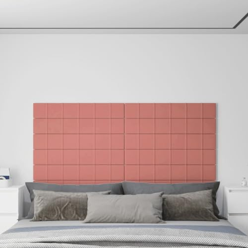 vidaXL Wandpaneele 12 STK. Rosa 90x15 cm Samt 1,62 m²