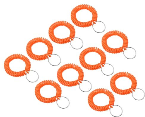 PATIKIL Spiral Handgelenk-Schlüsselanhänger, 20er Packung aus dehnbarem Kunststoff-Armband für Outdoor-Sport, Fitnessstudio, Pool, Sauna, Orange