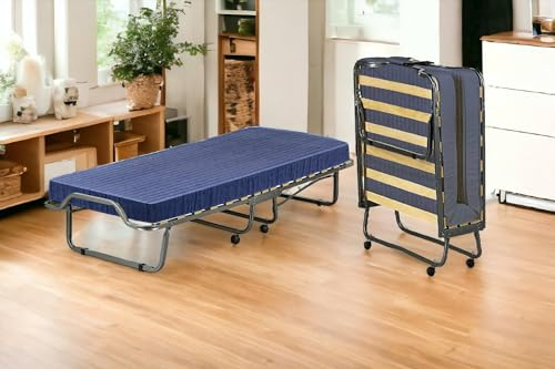 Talamo Italia - Klappbett Venera, Feldbett mit 15 Lattenrosten, inklusive Matratze, platzsparendes Kinderbett, 100% Made in Italy, 80 x 190 x 39 cm, mit Hülle