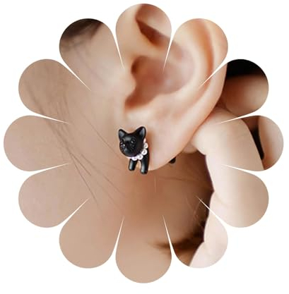 Aneneiceera Punk Schwarz Tier Ohrstecker Ohrringe Schwarz Leopard Form Ohrringe Leopard Ohrstecker Gothic Halloween Ohrringe Süße Kleine Tier Ohrringe Schmuck Für Frauen Und Mädchen Geschenke
