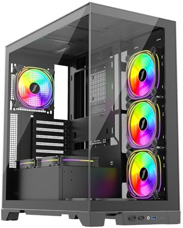 1st Player MIKU Mi8 ARGB Black Mid Tower Gaming Case with 7 x 120mm ARGB Fans Pre-Installed