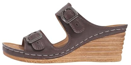 Mikrowellen-Hausschuhe für Damen, Strand-Hausschuhe mit abgeschrägtem Absatz, hohl, lässige Hausschuhe, schräge Unterseite, Retro-Sandalen, Damen-Slipper, Größe 39, coffee, 40 EU