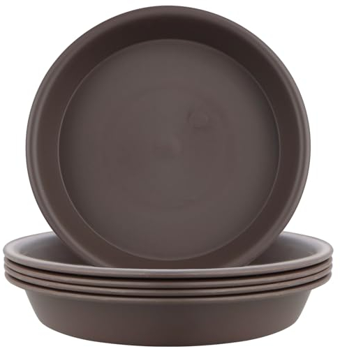 LIKOSO 5 Pezzi Sottovaso Rotondo Sottovasi Rotondi Marrone in plastica per Piante da Interni ed Esterni Sottovaso Bonsai, Fiori, Giardini e Orchidee - 30 cm