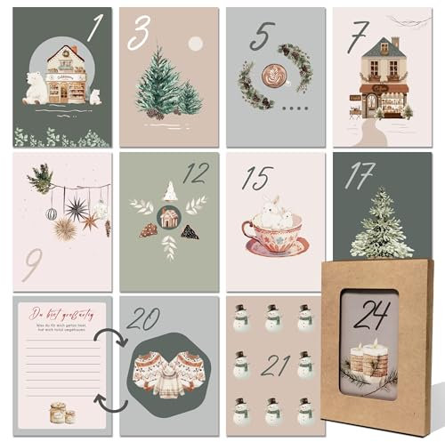 2024 Adventskalender für Beste Freundin, Adventskalender Postkarten Zum Ausfüllen, Inspirierende Ideen für Gemeinsame Momente, Geschenk in der Vorweihnachtszeit für Schwester