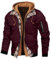 Ewleguzka Herren-Kapuzenjacke mit Fleecefutter, warm, gesteppt, dick, Fleece-gefüttert, Oberbekleidung, taktische Militär-Cargojacke mit Kapuze, Wein2, M
